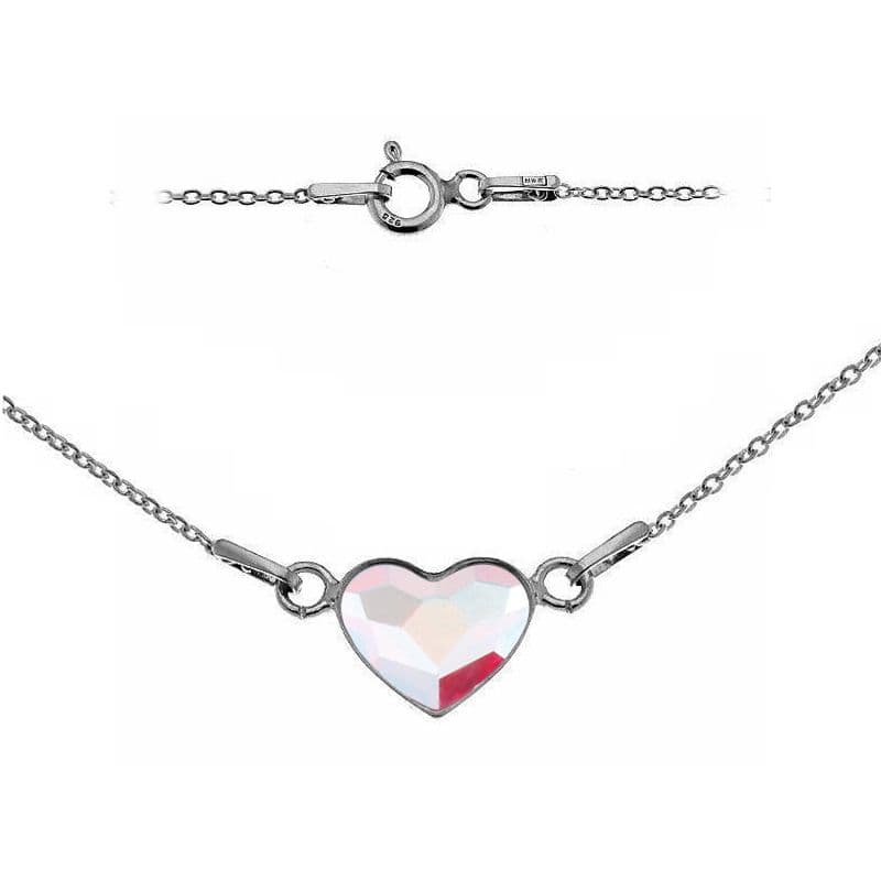 NUBIS Stříbrný náhrdelník se srdcem Crystals from Swarovski Light Siam Shimmer - NB-0200-LSS