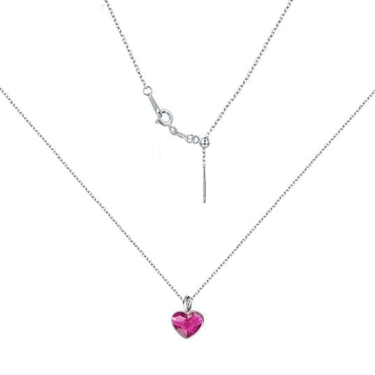 NUBIS Minimalistický stříbrný náhrdelník se srdcem Crystals from Swarovski Fuchsia - NB-0204-FU