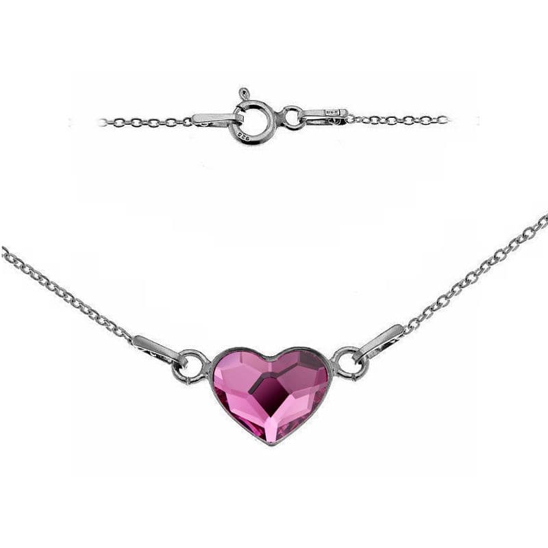 NUBIS Stříbrný náhrdelník se srdcem Crystals from Swarovski Fuchsia - NB-0200-FU