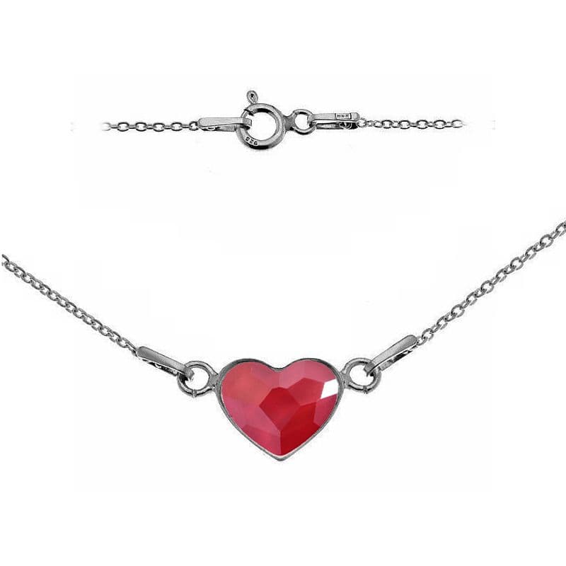 NUBIS Stříbrný náhrdelník se srdcem Crystals from Swarovski Royal Red - NB-0200-RR
