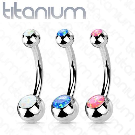 Piercing do pupíku banánek - TITAN, opál (bílá) - TIT1186-OP17 - náhled 2