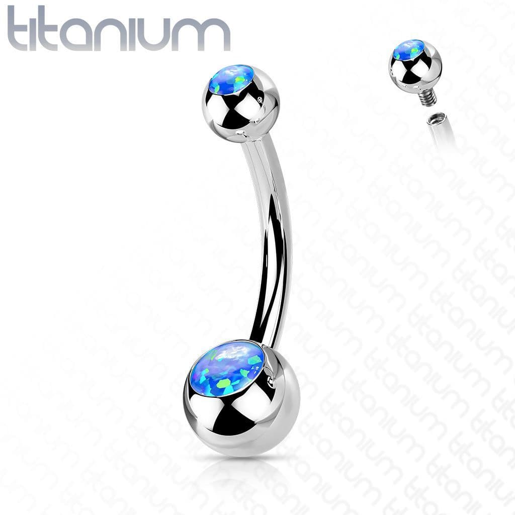 Piercing do pupíku banánek - TITAN, opál (bílá) - TIT1186-OP17 - náhled 3