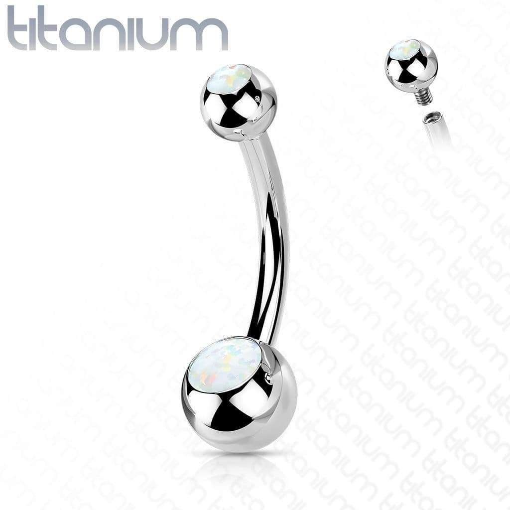 Piercing do pupíku banánek - TITAN, opál (bílá) - TIT1186-OP17 - náhled 1