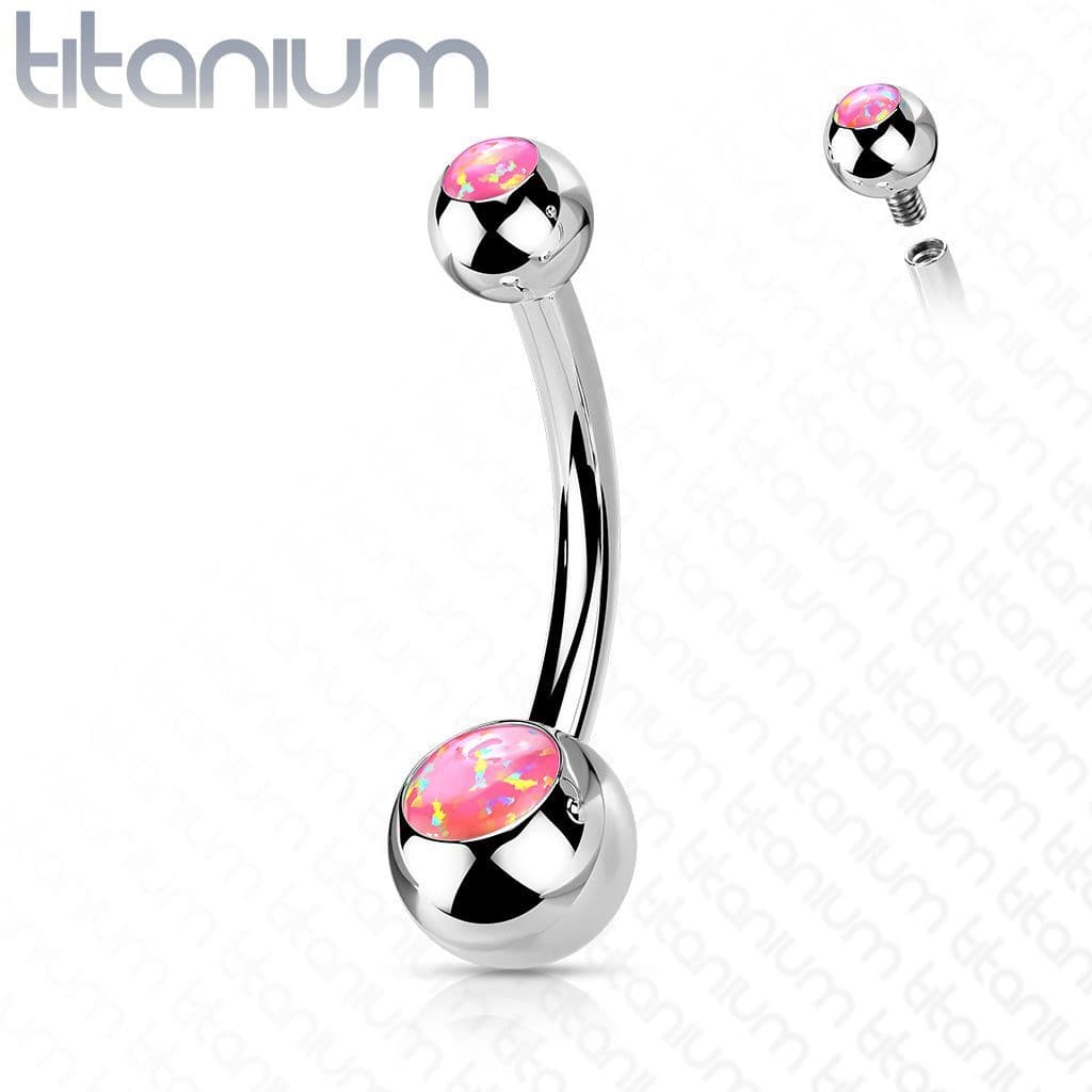 Piercing do pupíku banánek - TITAN, opál (bílá) - TIT1186-OP17 - náhled 4