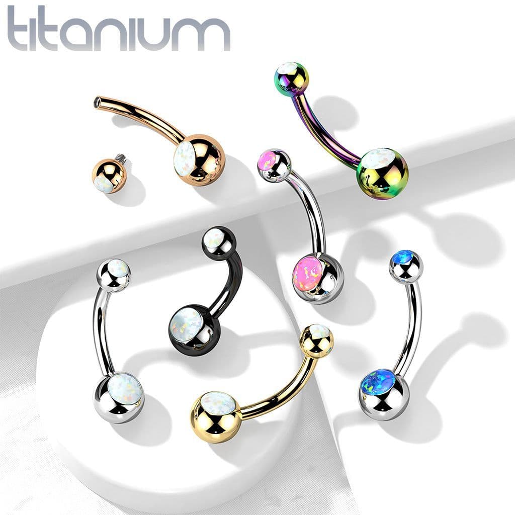 Piercing do pupíku banánek - TITAN, opál (bílá) - TIT1186-OP17 - náhled 5