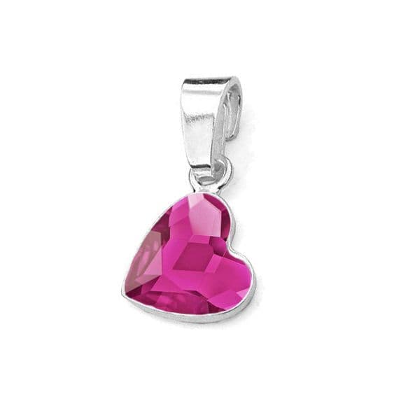 NUBIS Stříbrný přívěsek se srdcem Crystals from Swarovski Fuchsia - NB-0205-FU
