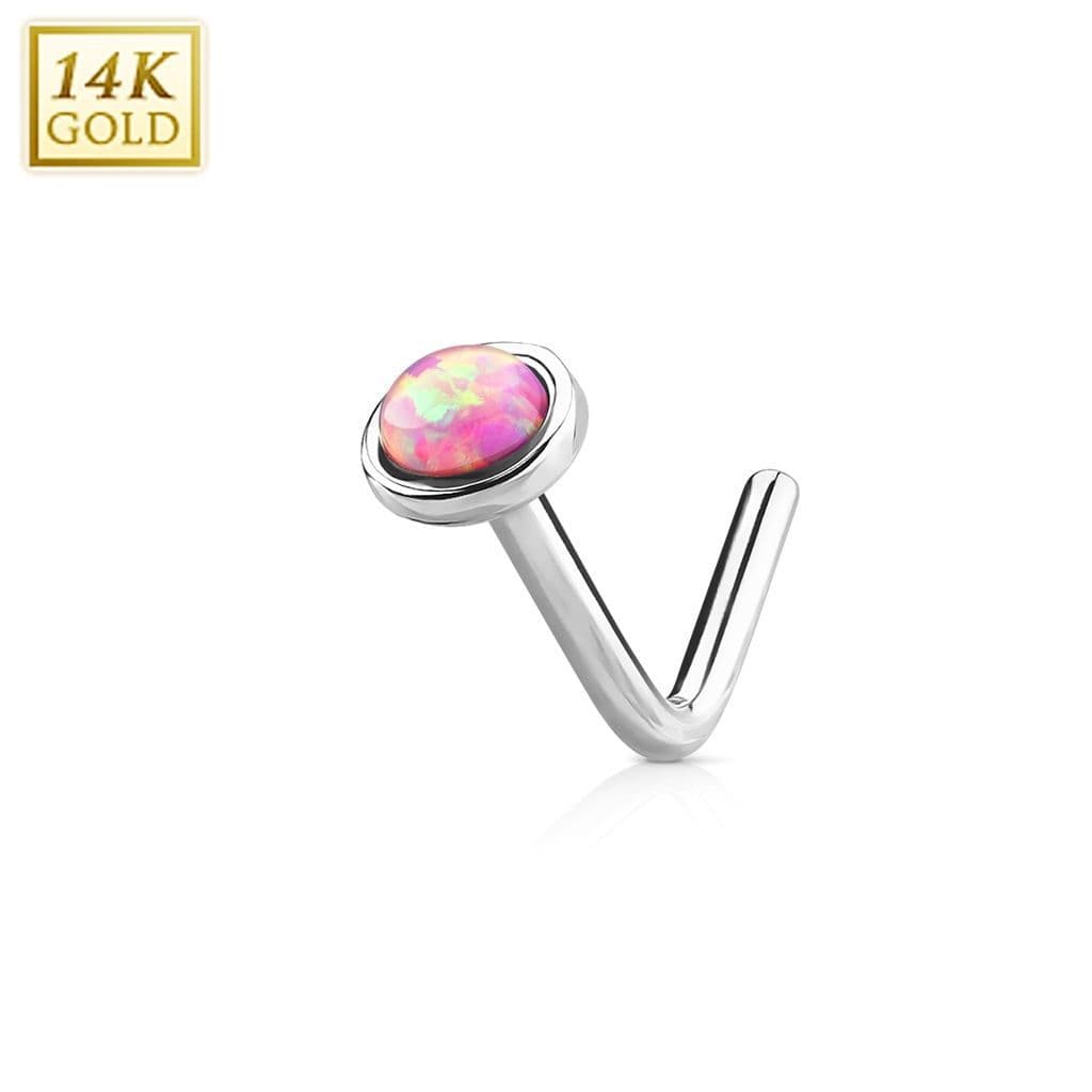 Zlatý piercing do nosu Opál, Au 585/1000 - ZL01022P-WG
