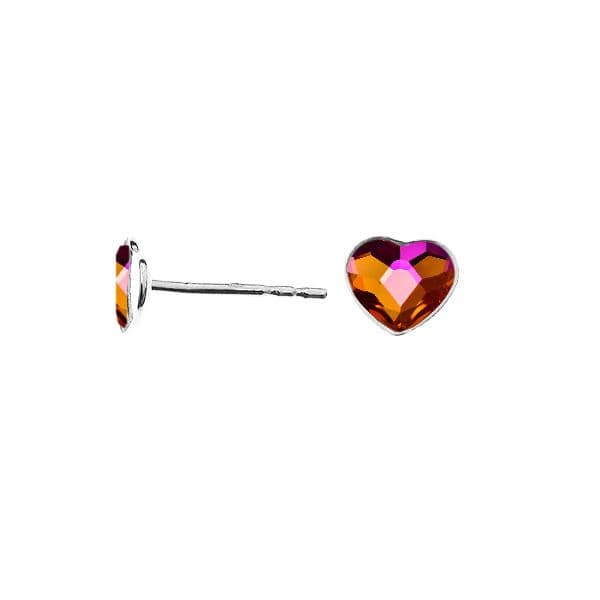 NUBIS Stříbrné náušnice se srdcem Crystals from Swarovski Astral Pink - NB-0203-ASP