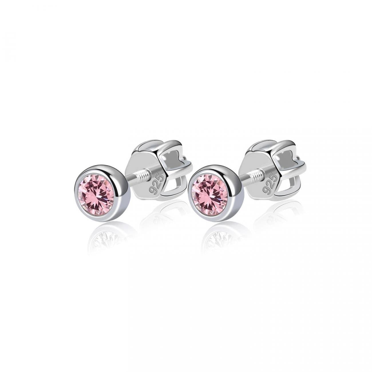 NUBIS Stříbrné náušnice, světle růžové zirkony 3 mm - NB-3651-LP