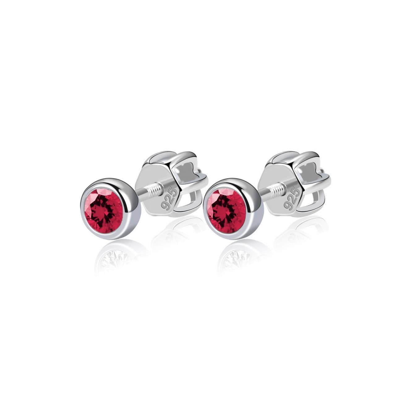 NUBIS Stříbrné náušnice, červené zirkony 3 mm - NB-3651-R