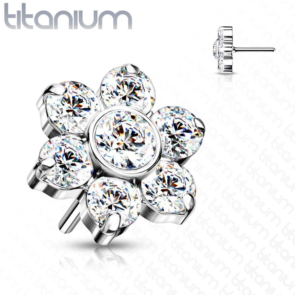 S4U Kytička k PUSH IN piercing do nosu TITAN, čiré zirkony - TIT1213-C - náhled 1