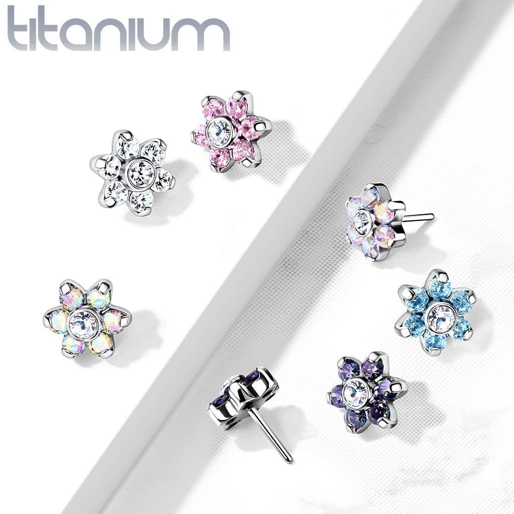 S4U Kytička k PUSH IN piercing do nosu TITAN, čiré zirkony - TIT1213-C - náhled 4