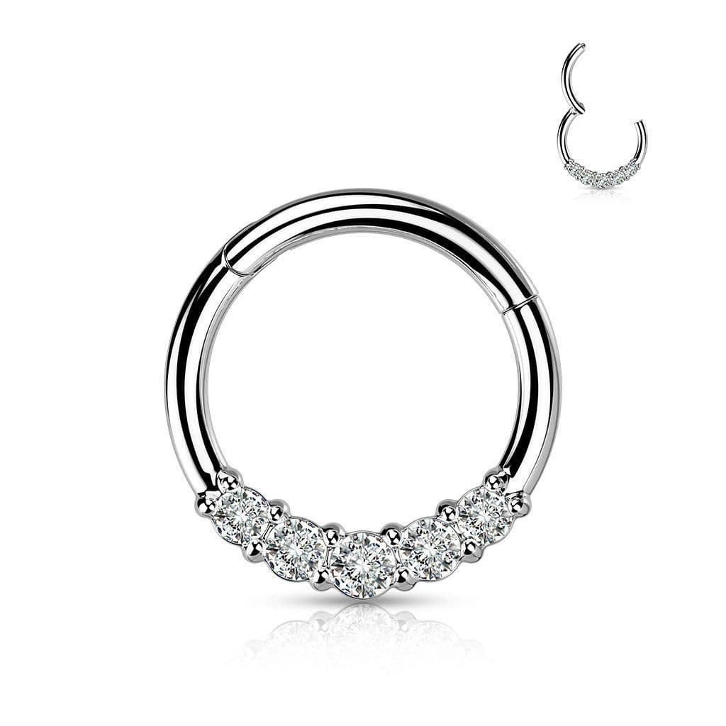 Segment kruh se zirkony, septum piercing 1,2 x 10 mm - NS0061-ST