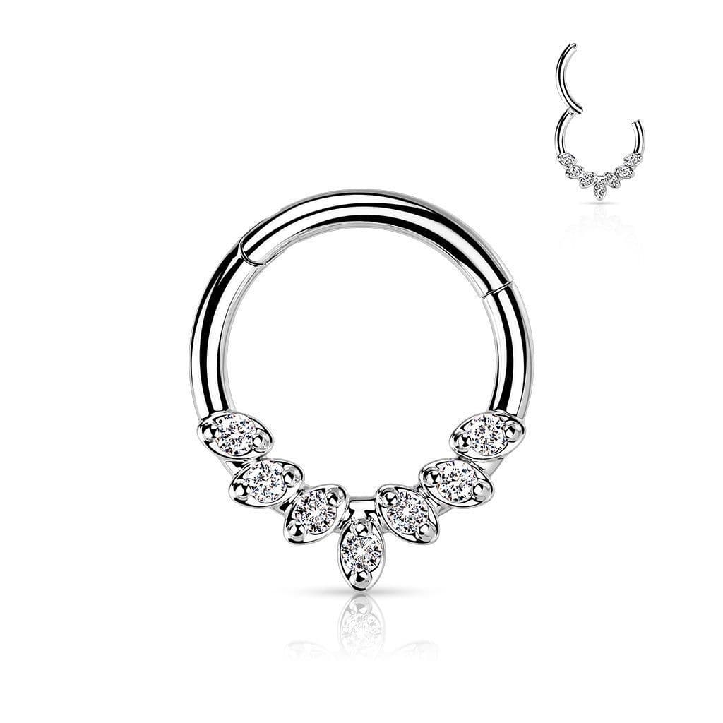 Segment kruh se zirkony, septum piercing 1,2 x 10 mm - NS0059-ST