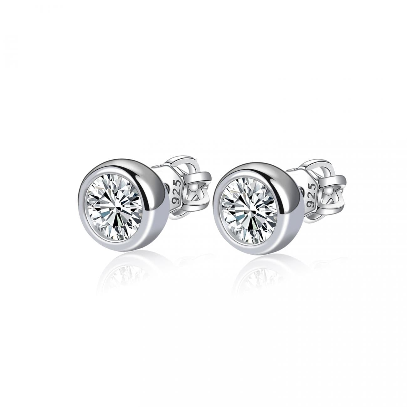 NUBIS Stříbrné náušnice, čiré zirkony 4 mm - NB-3652-C