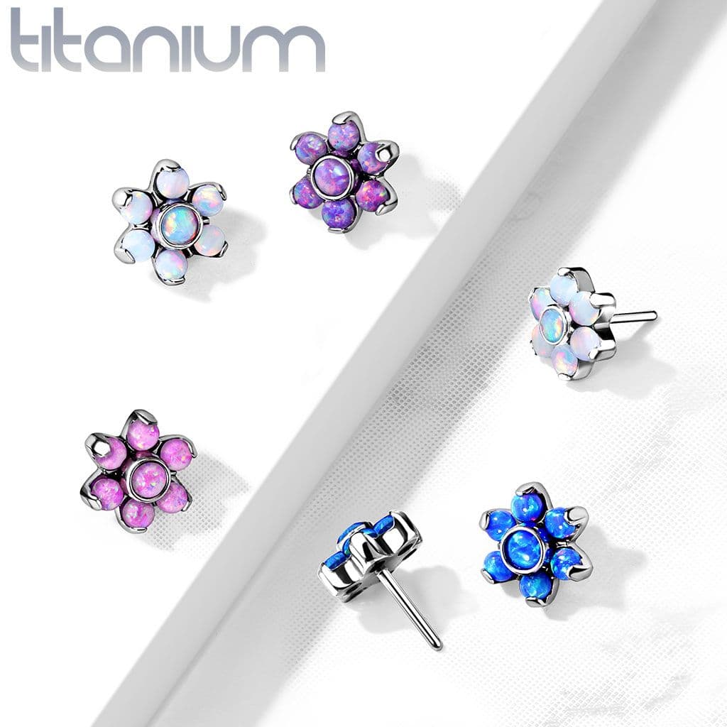 S4U Kytička k PUSH IN piercing do nosu TITAN, bílý opál - TIT1212-OP17 - náhled 3