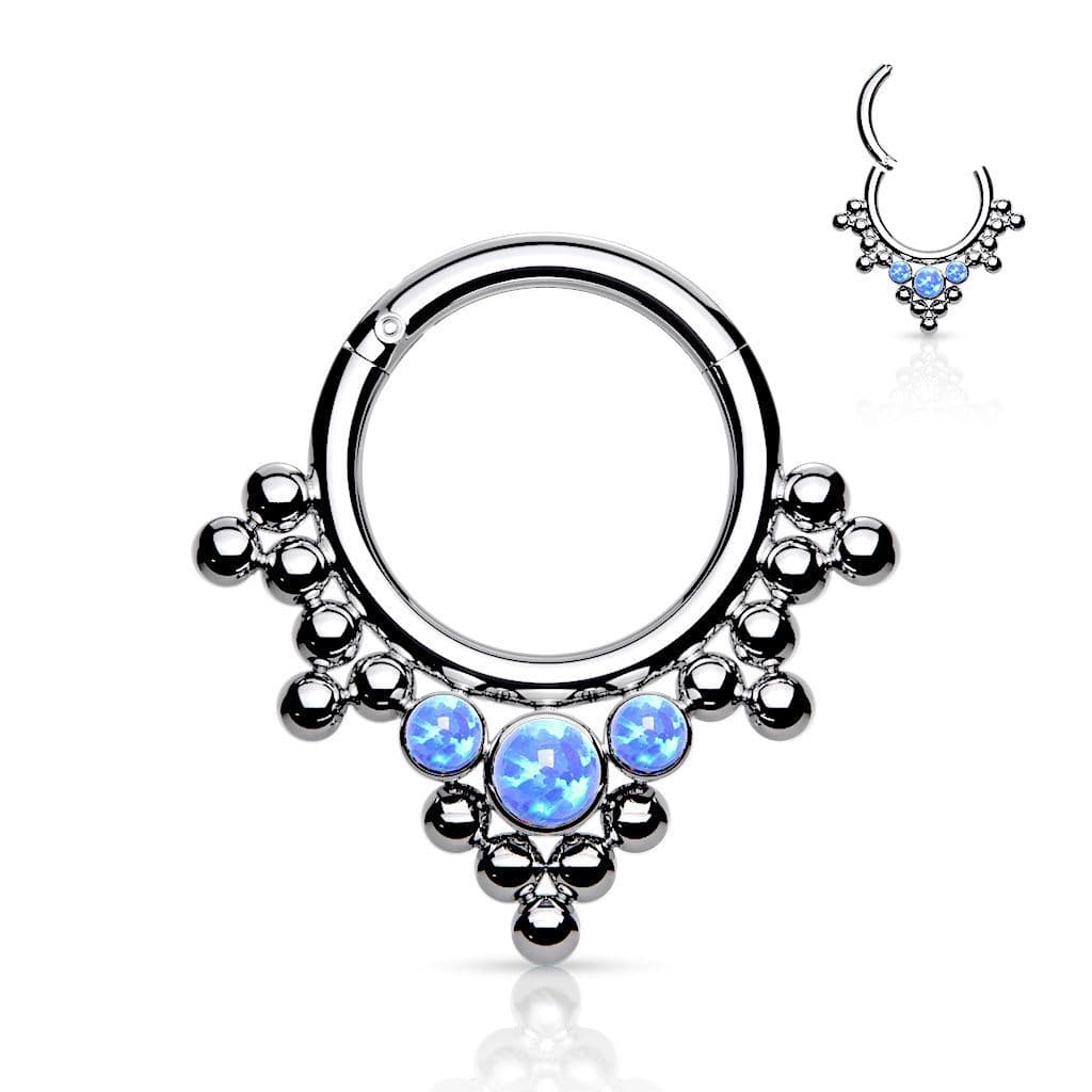 Piercing segment kruh TITAN, bílý opál, 1,2 x 8 mm - náhled 2