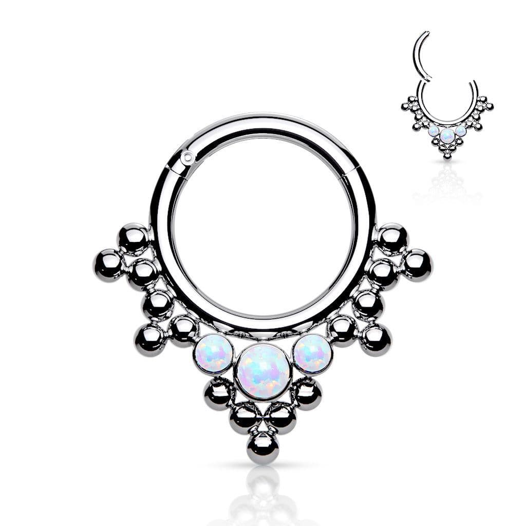 Piercing segment kruh TITAN, bílý opál, 1,2 x 8 mm - náhled 1