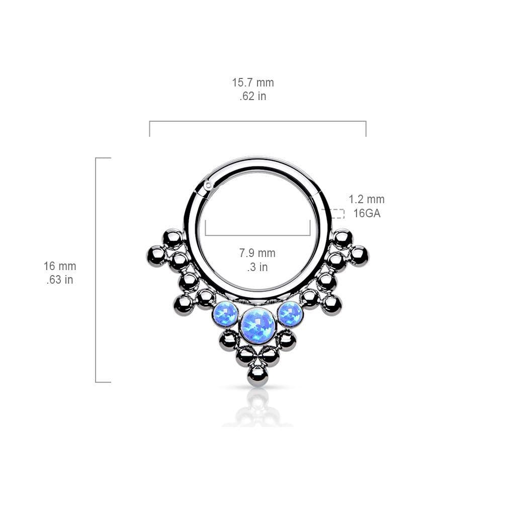 Piercing segment kruh TITAN, bílý opál, 1,2 x 8 mm - náhled 3