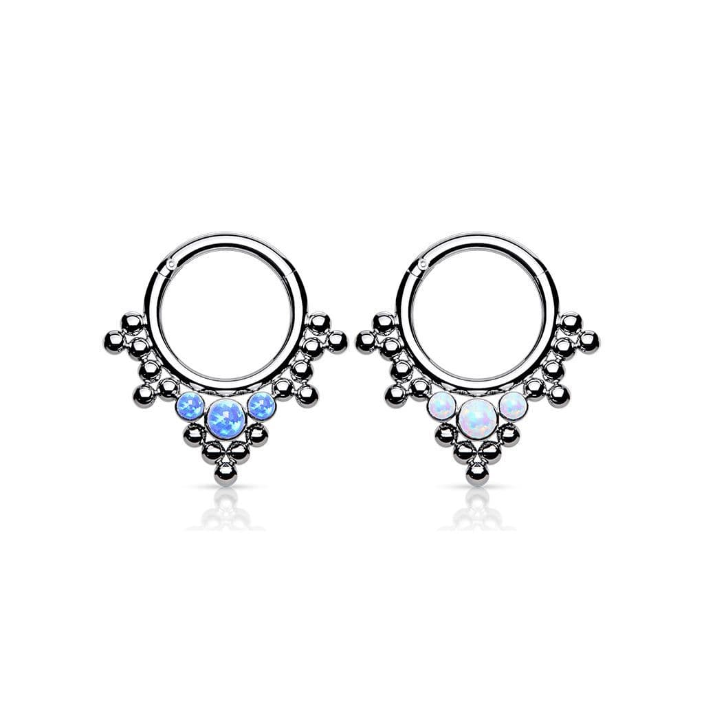 Piercing segment kruh TITAN, bílý opál, 1,2 x 8 mm - náhled 4