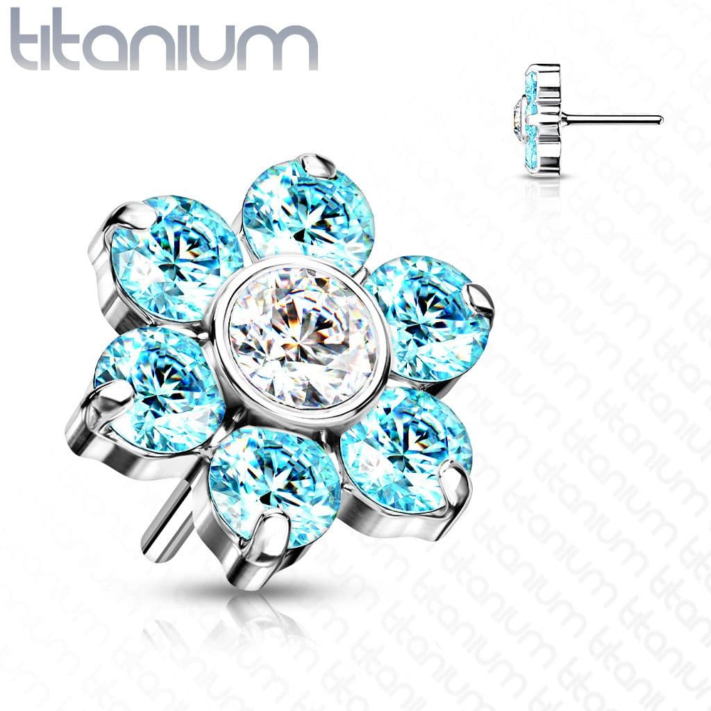 S4U Kytička k PUSH IN piercing do nosu TITAN, tyrkysové zirkony - TIT1213-Q - náhled 1