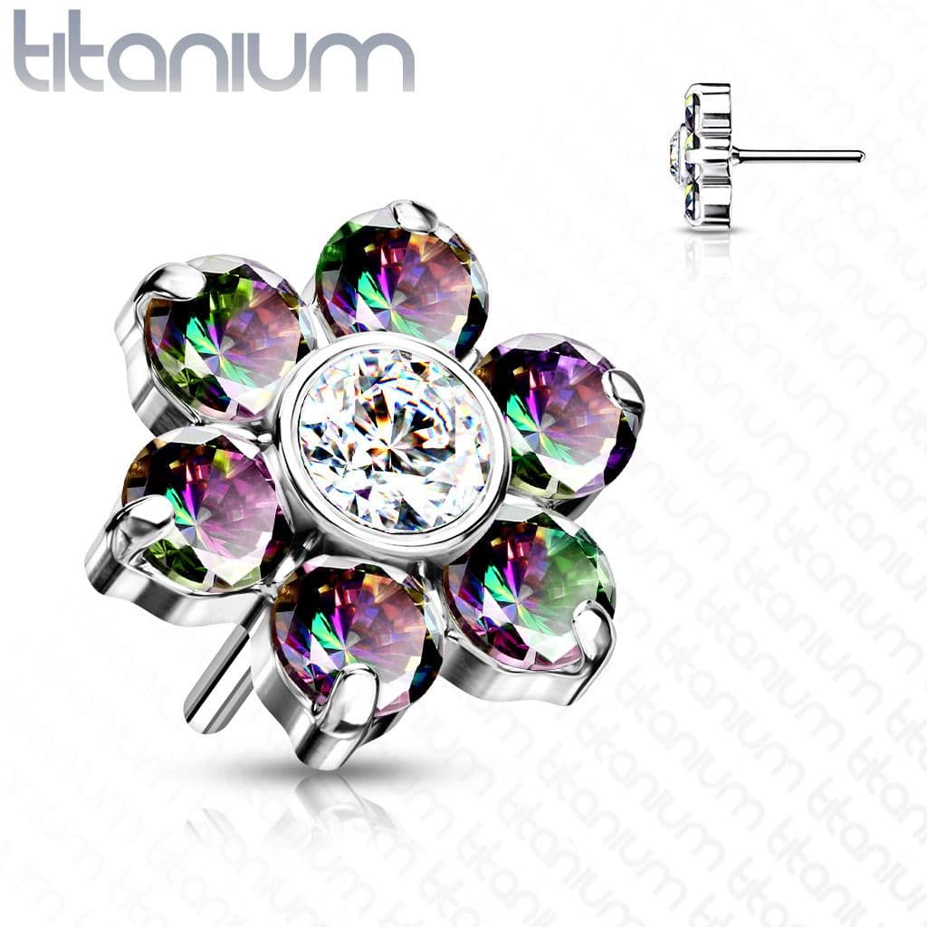 S4U Kytička k PUSH IN piercing do nosu TITAN, Vitrail Medium zirkony - TIT1213-VM - náhled 1