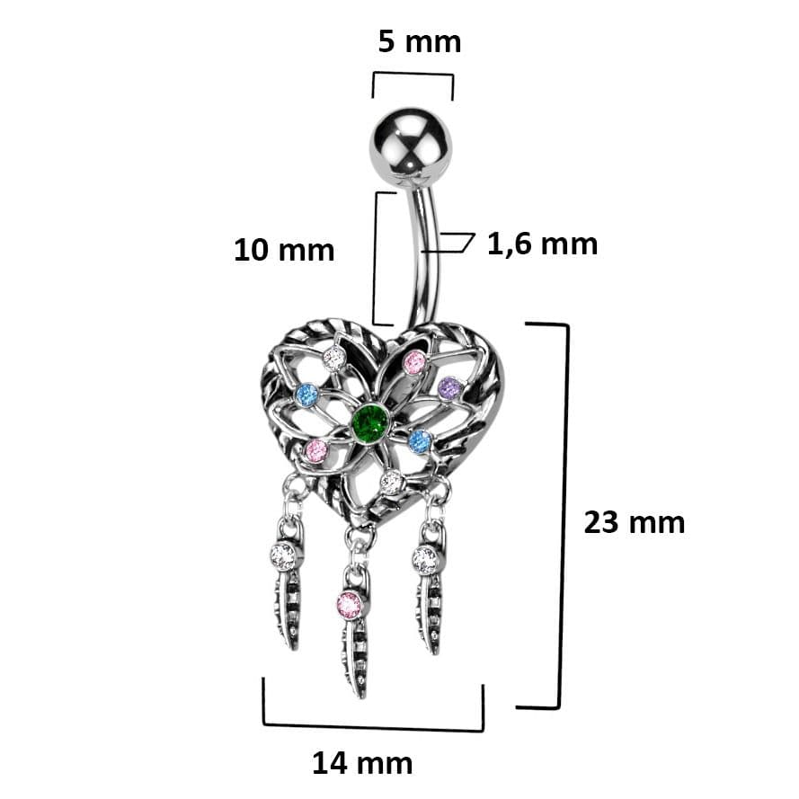 Piercing do pupíku - srdíčko lapač snů - WP0025 - náhled 3