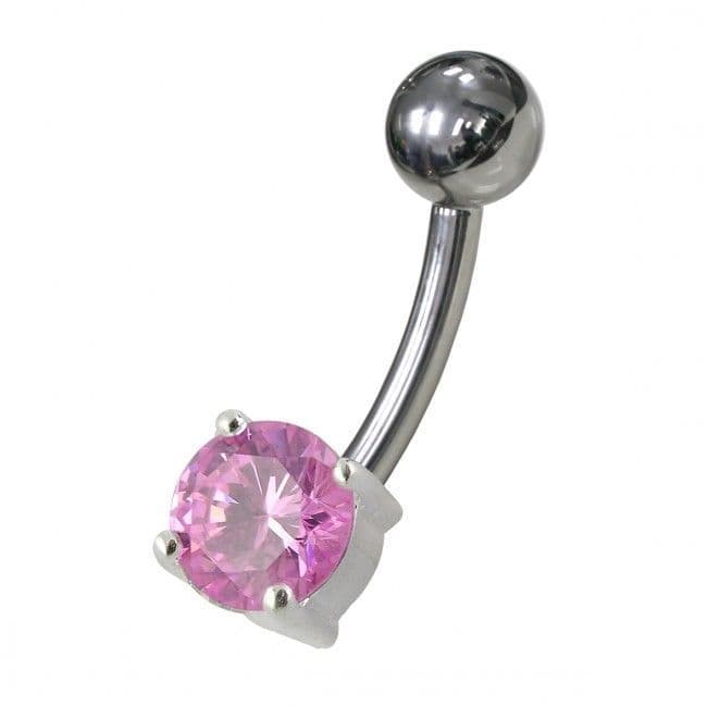 S4U Stříbrný piercing do pupíku - kulatý zirkon 6 mm