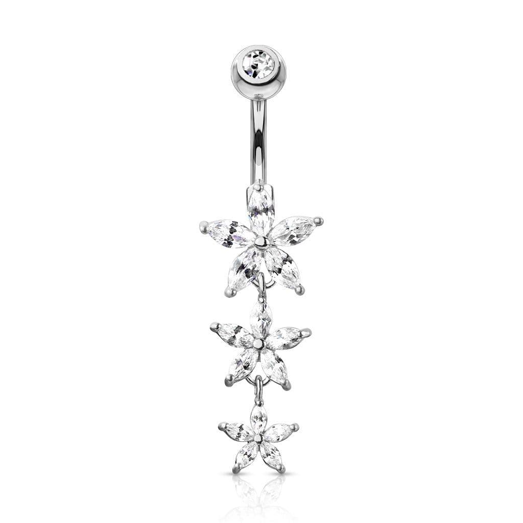 Visací piercing do pupíku s kytičkami - náhled 1