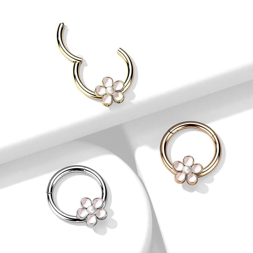 Segment kruh s kytičkou septum piercing 1,2 x 8 mm - náhled 2
