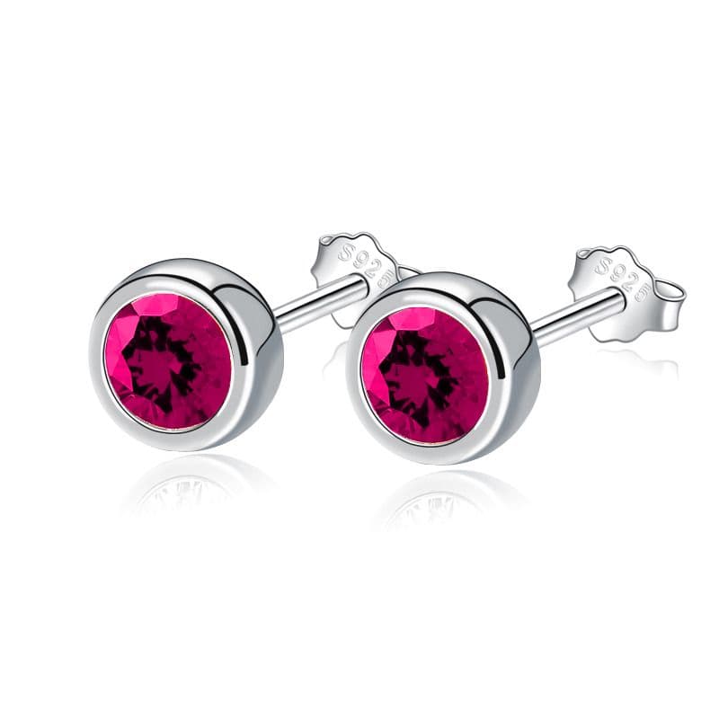 NUBIS Stříbrné náušnice s purpurovými zirkony - NB-3670-R