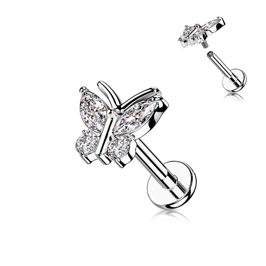 Piercing do brady - motýlek (1,2 x 6 mm) - LB1106ST-1206 - náhled 1