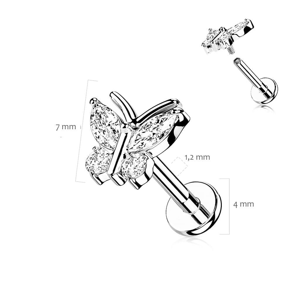 Piercing do brady - motýlek (1,2 x 6 mm) - LB1106ST-1206 - náhled 3