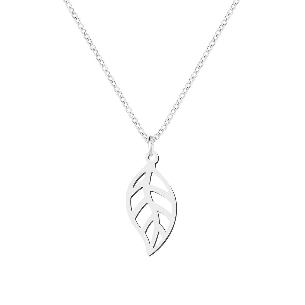 S4U Ocelový řetízek s přívěskem - lístek - OPD0276-ST