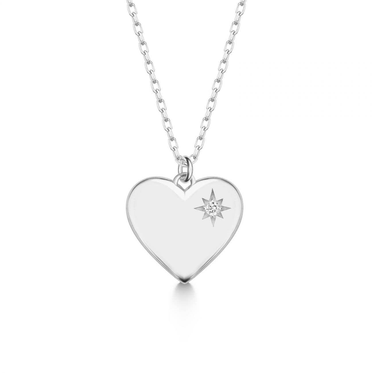 NUBIS Stříbrný diamantový náhrdelník srdíčko - NBS-002