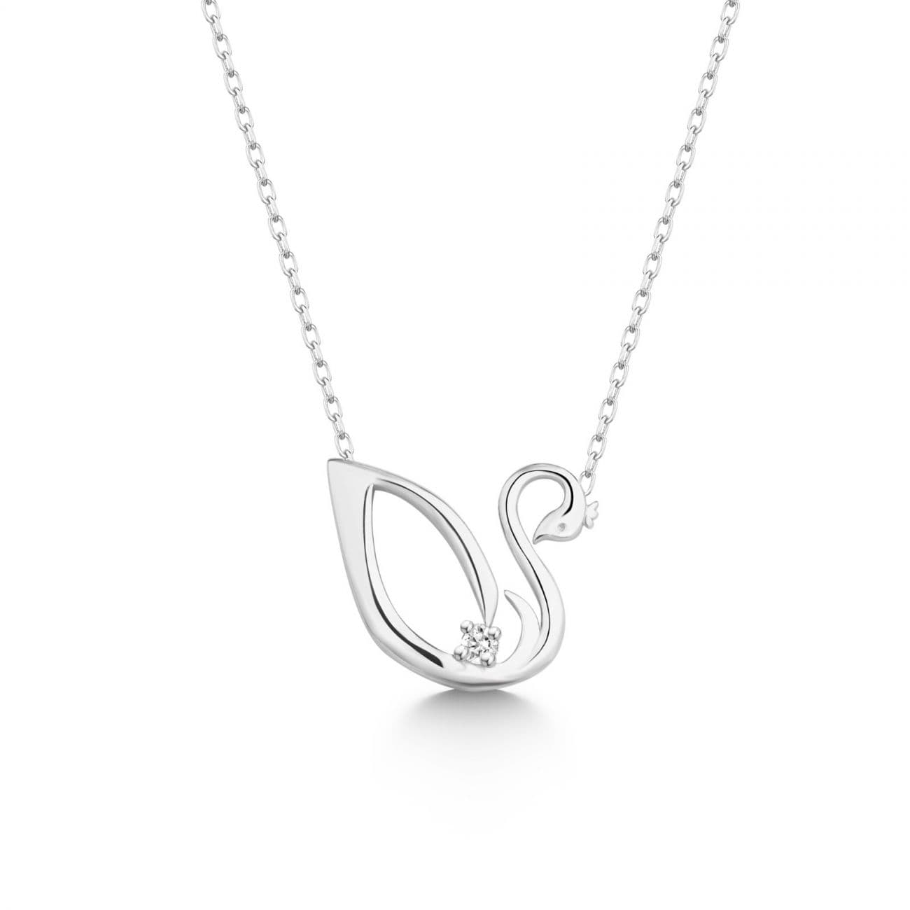NUBIS Stříbrný diamantový náhrdelník labuť - NBS-004