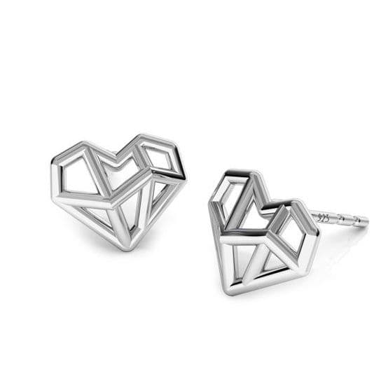 NUBIS Stříbrné náušnice origami srdíčka - NB-3472 - náhled 1