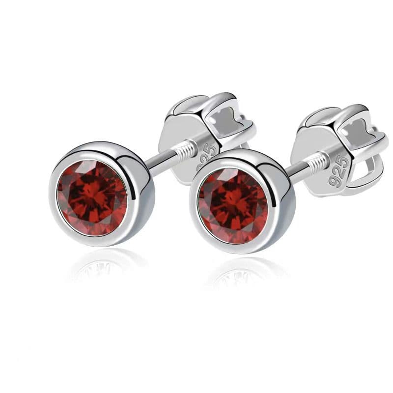 NUBIS Stříbrné náušnice, granátově červené zirkony 4 mm - NB-3652-G