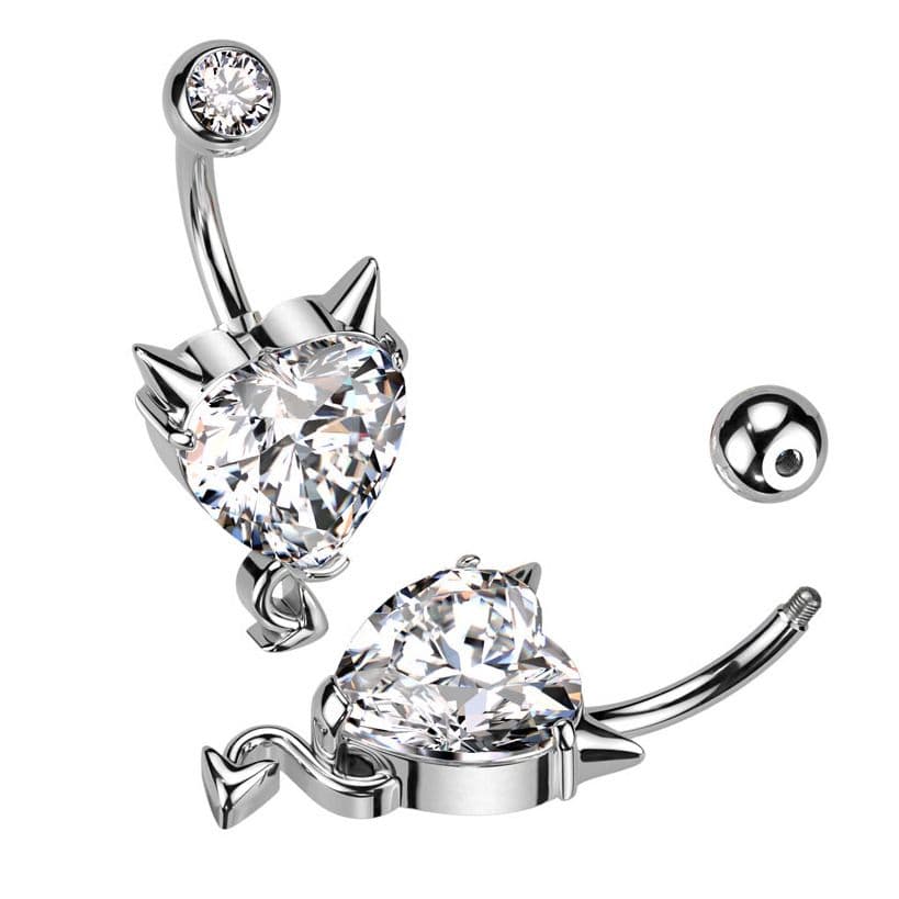 Piercing do pupíku - srdce s čertovskými rohy - WP0058-C - náhled 2