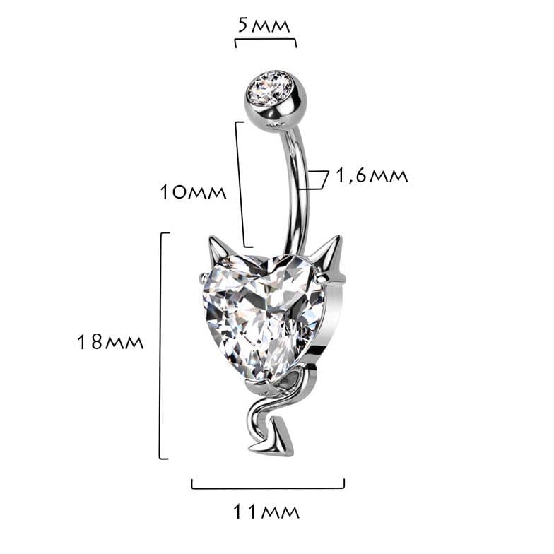 Piercing do pupíku - srdce s čertovskými rohy - WP0058-C - náhled 3
