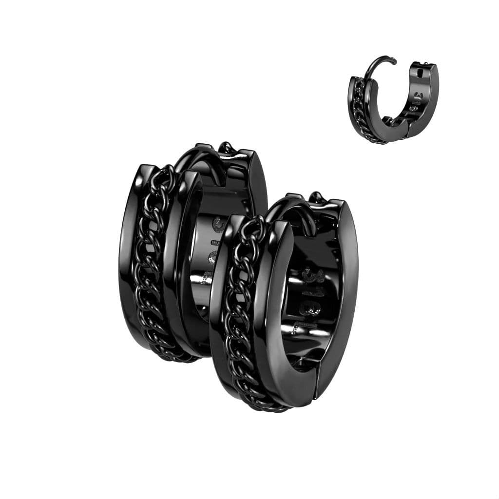 Černé ocelové náušnice kroužky 14mm - OPN1940-K