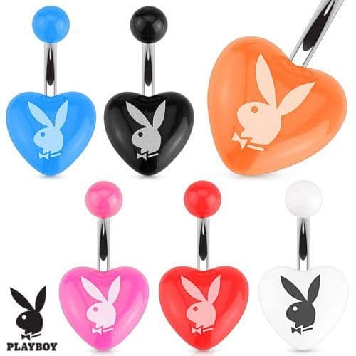 Piercing do pupíku srdce Playboy (bílé)