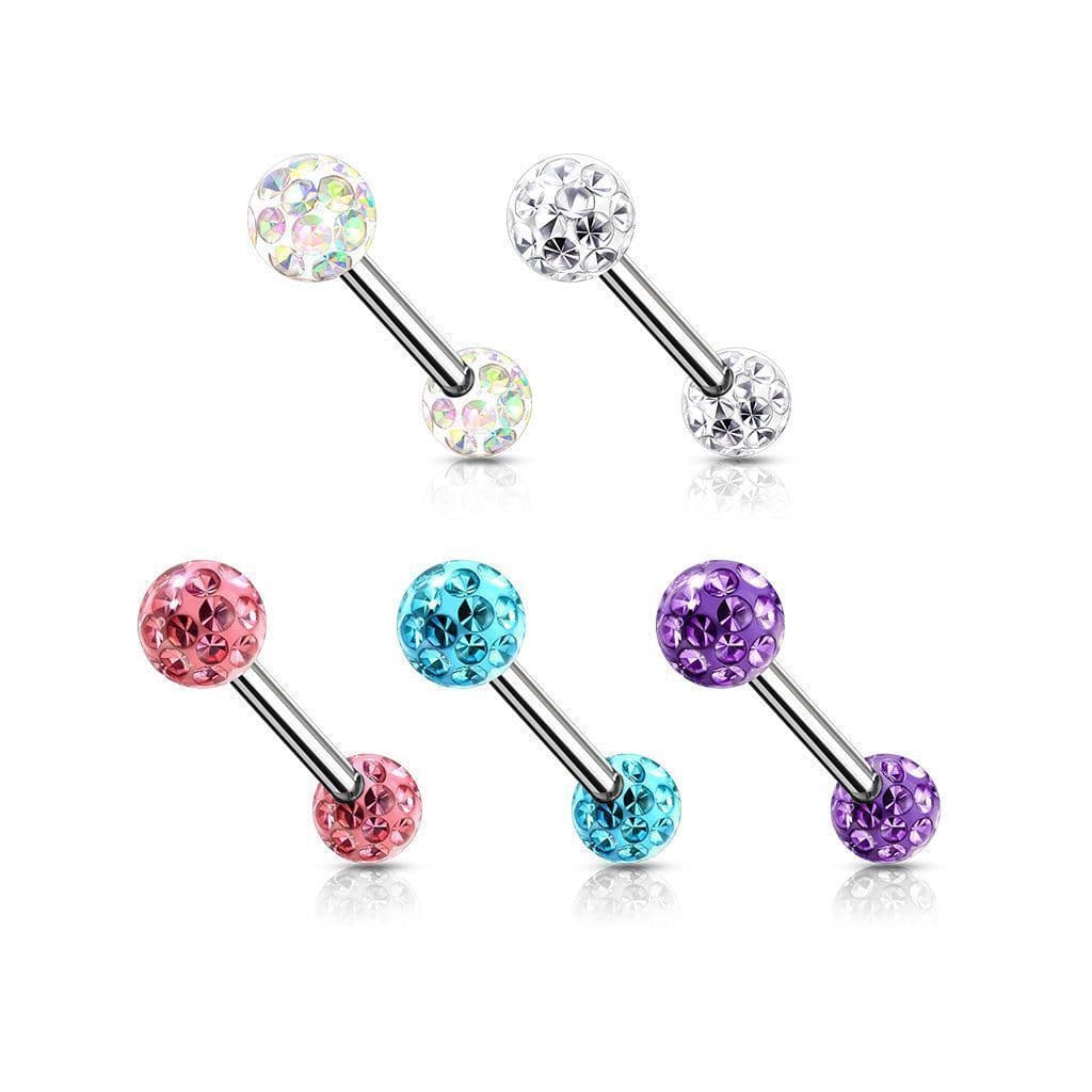Piercing do bradavky chirurgická ocel s duhovými krystaly - náhled 4