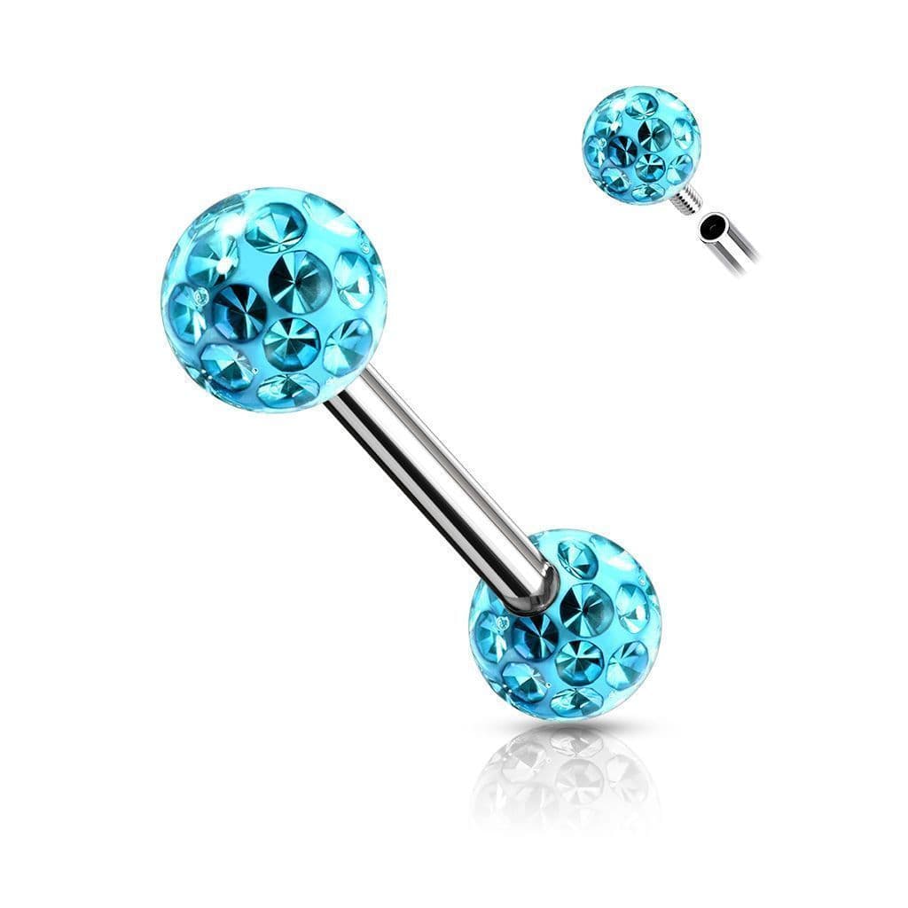 Piercing do bradavky chirurgická ocel s duhovými krystaly - náhled 5
