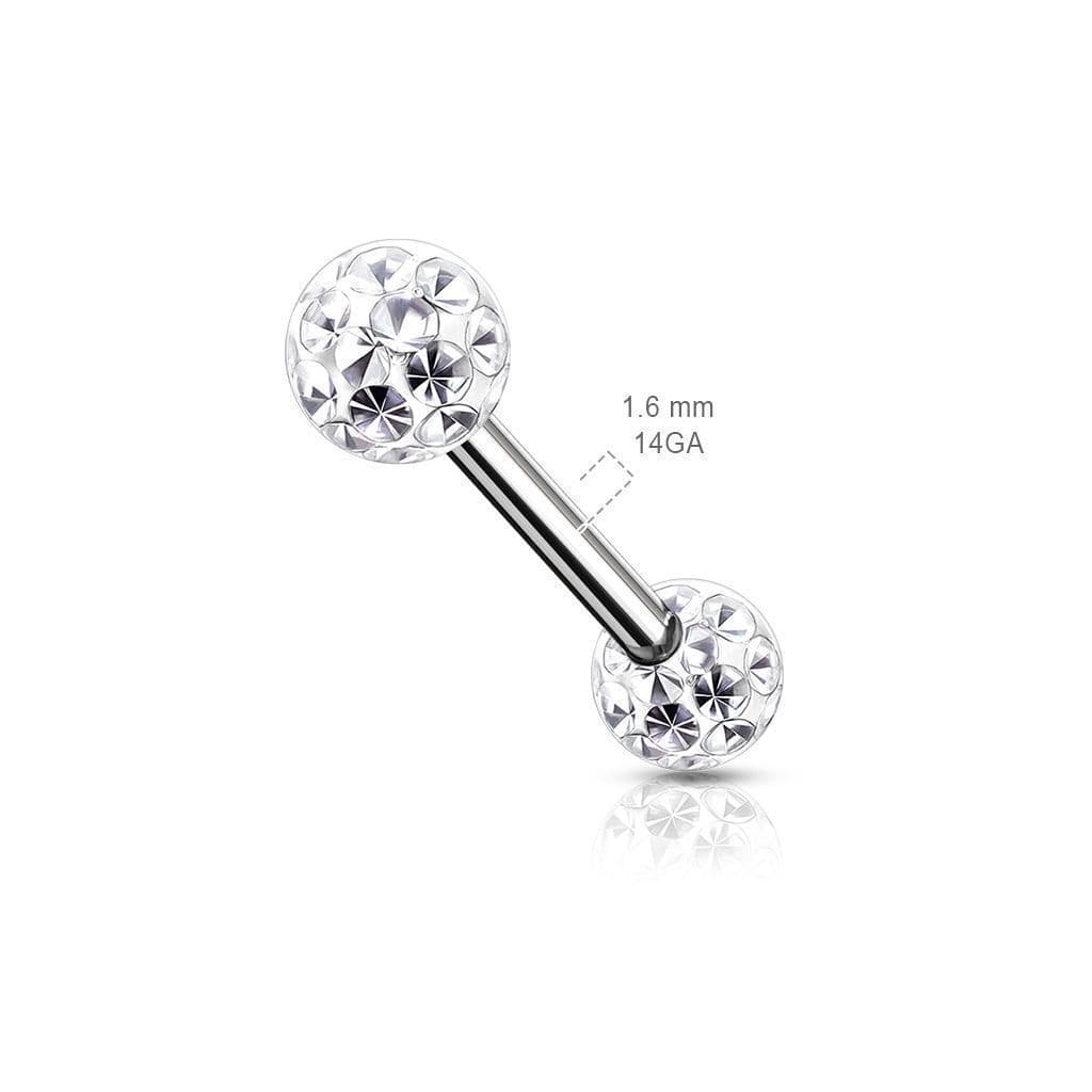 Piercing do jazyka chirurgická ocel s duhovými krystaly - náhled 3