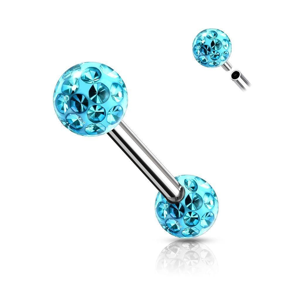 Piercing do jazyka chirurgická ocel s duhovými krystaly - náhled 5