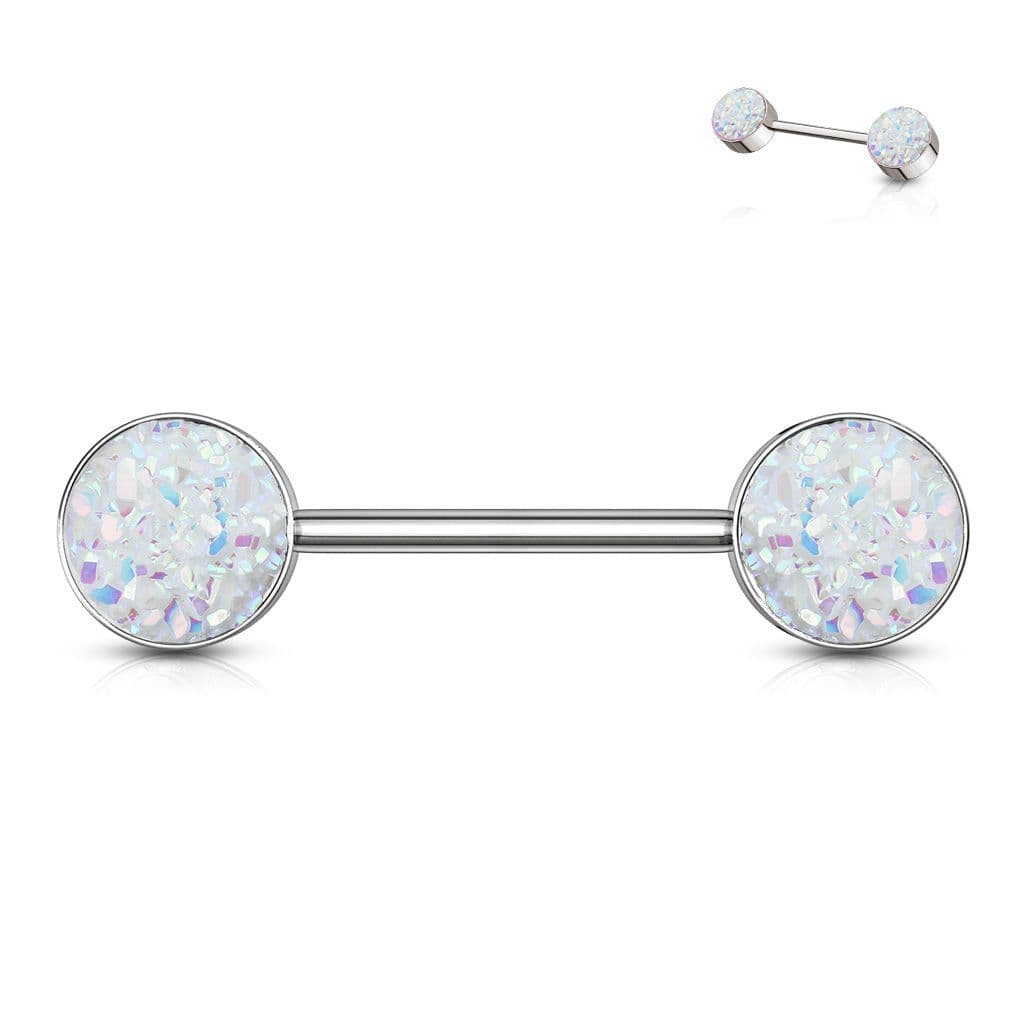 Piercing do bradavky chirurgická ocel s fialovými krystaly - náhled 4