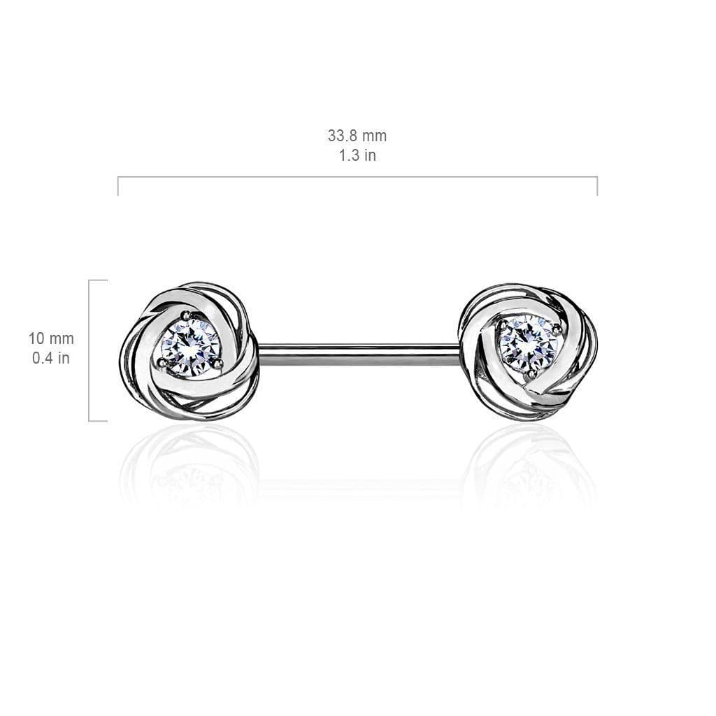 Piercing do bradavky chirurgická ocel s růžovými zirkony - náhled 4