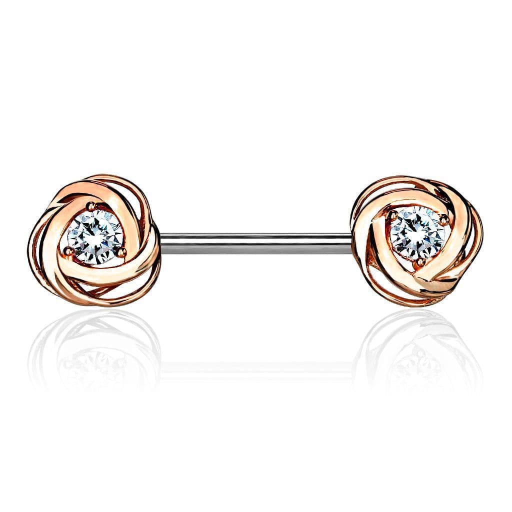 Piercing do bradavky chirurgická ocel s růžovými zirkony - náhled 5