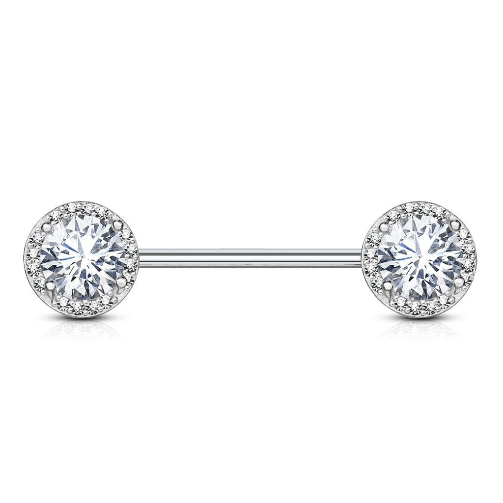 Piercing do bradavky chirurgická ocel se zirkony - náhled 1